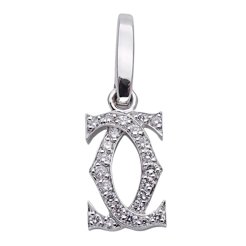 Cartier Pendant Top Ladies Men's Brand Charm 750wg Diamond 2C White Gold