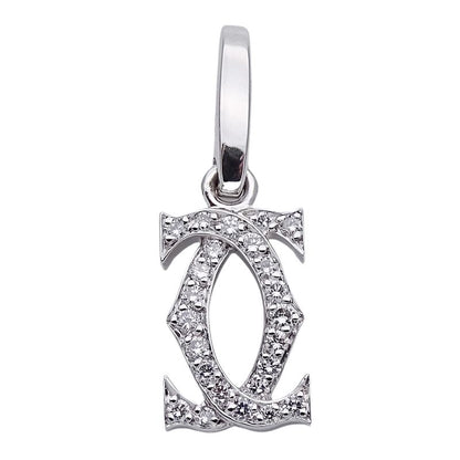 Cartier Pendant Top Ladies Men's Brand Charm 750wg Diamond 2C White Gold