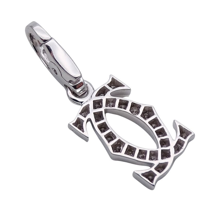Cartier Pendant Top Ladies Men's Brand Charm 750wg Diamond 2C White Gold