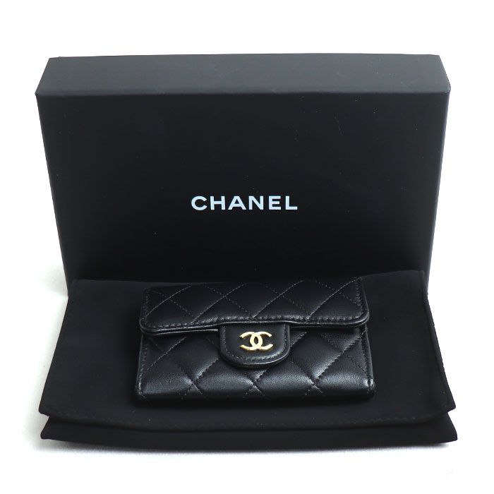 Chanel Matelasse Lambskin Classic Card Case Black Ap0214 Y01295 C3906 Ladies