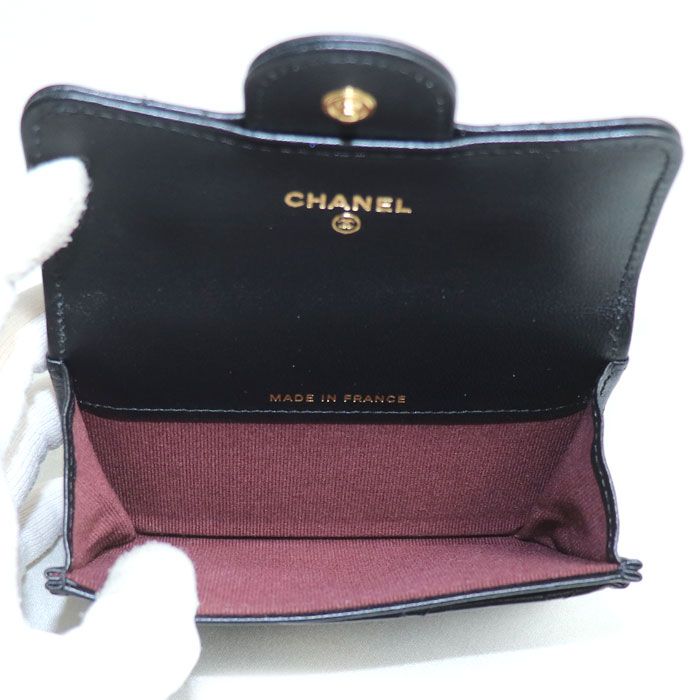 Chanel Matelasse Lambskin Classic Card Case Black Ap0214 Y01295 C3906 Ladies