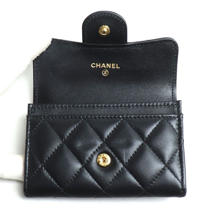 Chanel Matelasse Lambskin Classic Card Case Black Ap0214 Y01295 C3906 Ladies