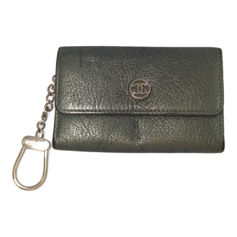 Chanel Coco Button Coin Case Coin Purse Wallet / Silver / Key Ring []C [women]-