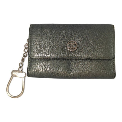 Chanel Coco Button Coin Case Coin Purse Wallet / Silver / Key Ring []C [women]-