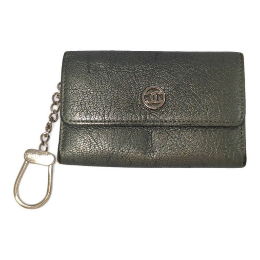 Chanel Coco Button Coin Case Coin Purse Wallet / Silver / Key Ring []C [women]-