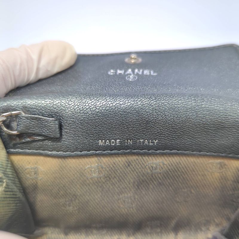 Chanel Coco Button Coin Case Coin Purse Wallet / Silver / Key Ring []C [women]-