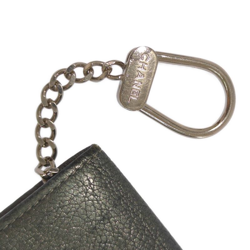 Chanel Coco Button Coin Case Coin Purse Wallet / Silver / Key Ring []C [women]-