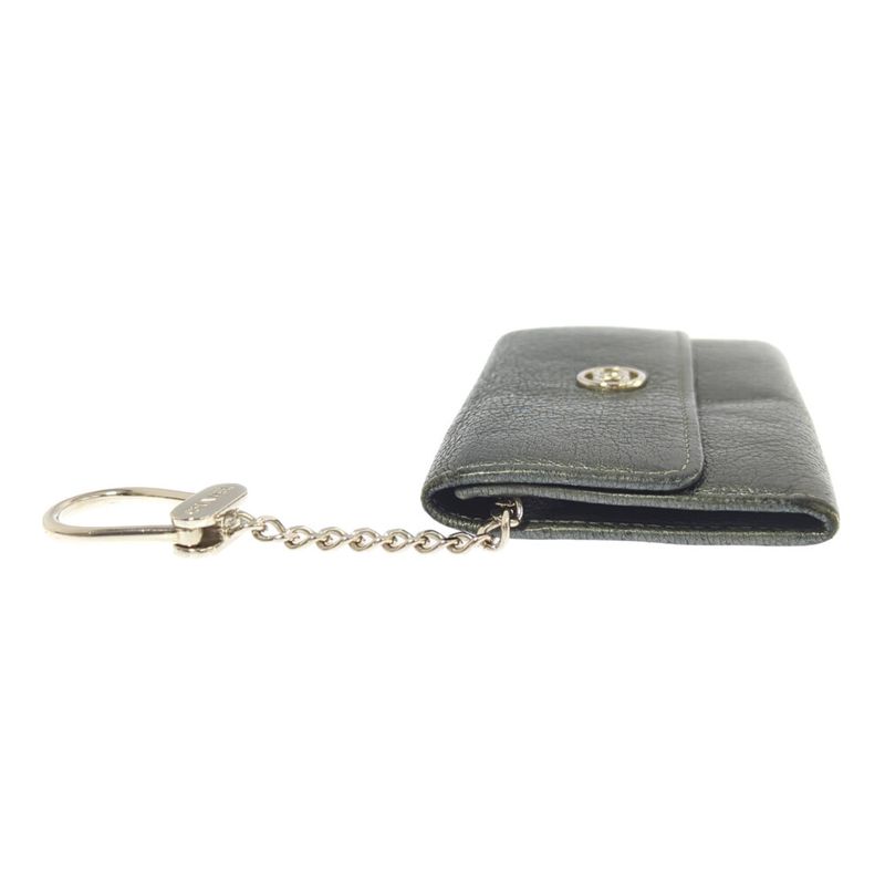 Chanel Coco Button Coin Case Coin Purse Wallet / Silver / Key Ring []C [women]-