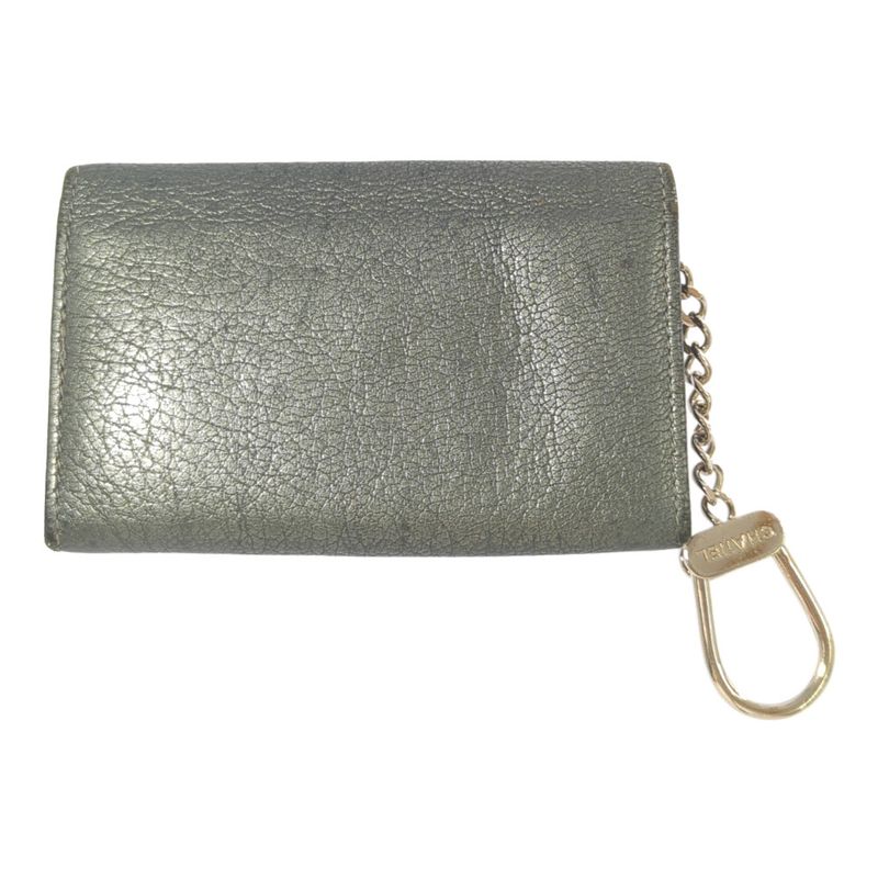 Chanel Coco Button Coin Case Coin Purse Wallet / Silver / Key Ring []C [women]-