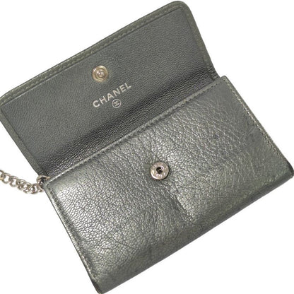 Chanel Coco Button Coin Case Coin Purse Wallet / Silver / Key Ring []C [women]-