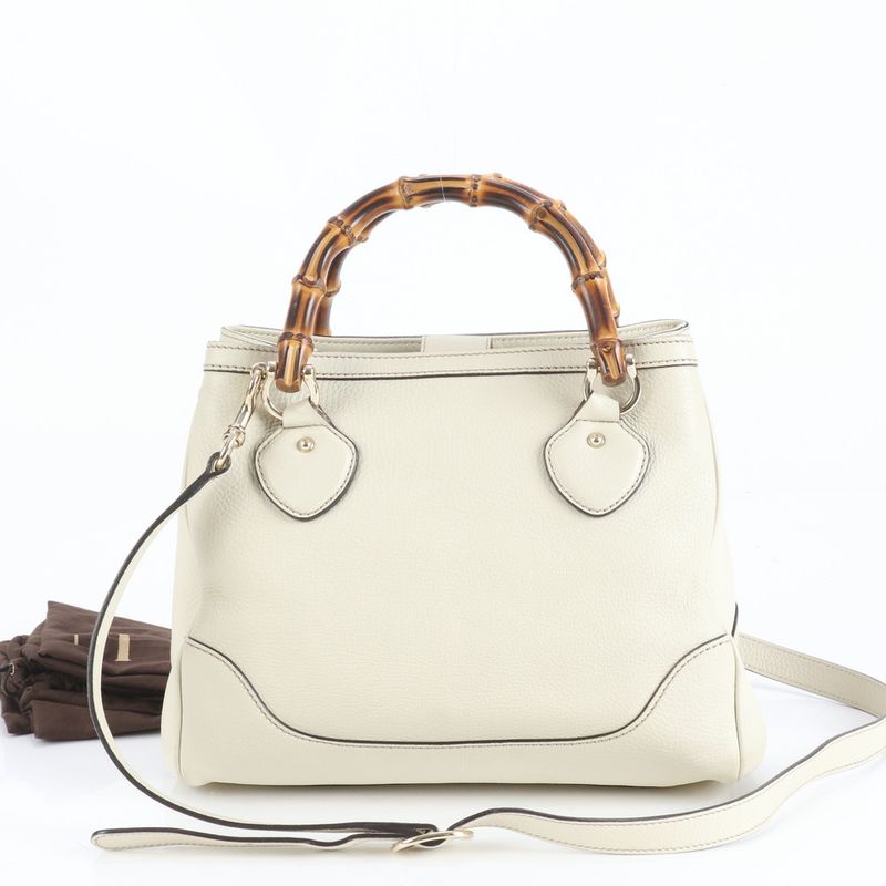 Gucci Bamboo Diana 308360 Leather 2WAY Shoulder Bag Crossbody Hand Tote Genuine