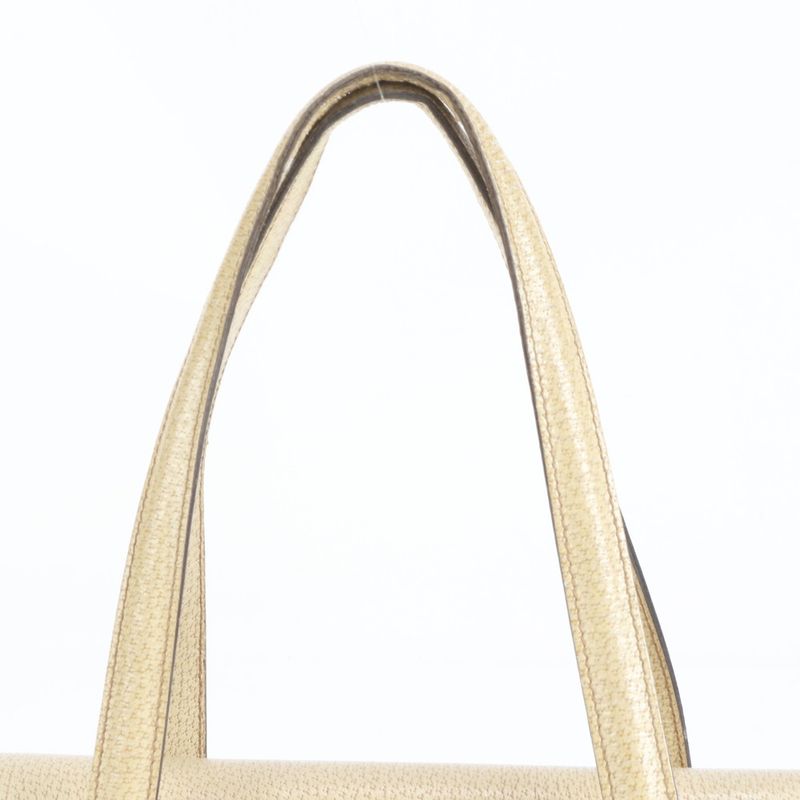 Gucci GG Canvas Bamboo Leather Tote Bag Shoulder 111713 Gold Hardware Beige