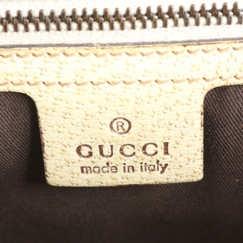 Gucci GG Canvas Bamboo Leather Tote Bag Shoulder 111713 Gold Hardware Beige