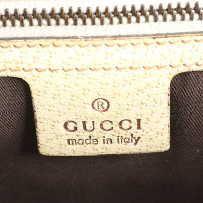 Gucci GG Canvas Bamboo Leather Tote Bag Shoulder 111713 Gold Hardware Beige
