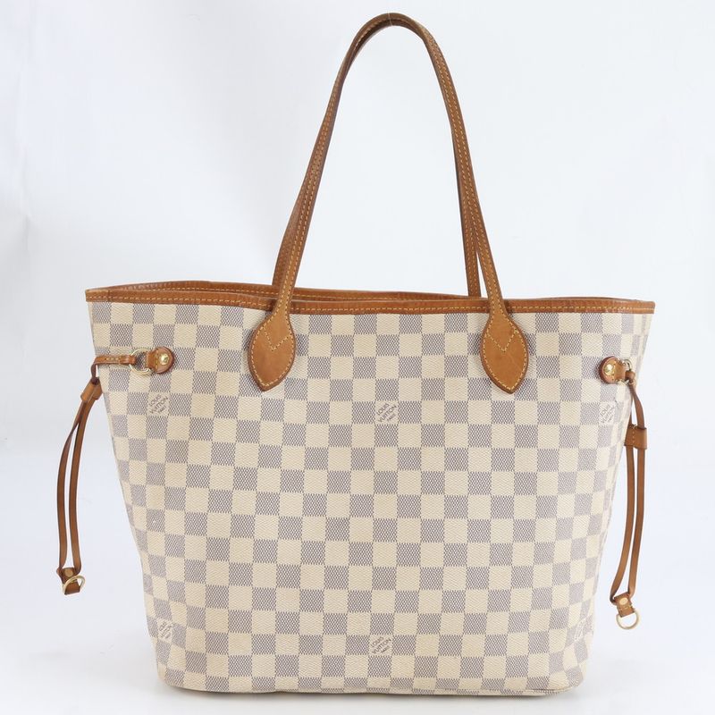Louis Vuitton Damier Azure Neverfull MM N51107 Leather Tote Bag Shoulder A4