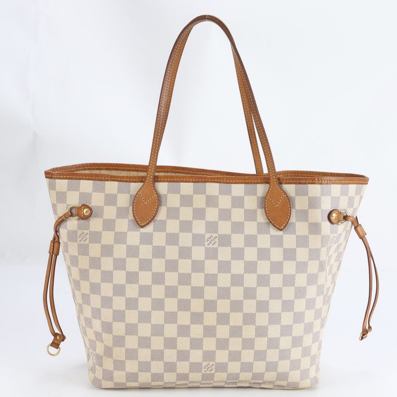 Louis Vuitton Damier Azure Neverfull MM N51107 Leather Tote Bag Shoulder A4