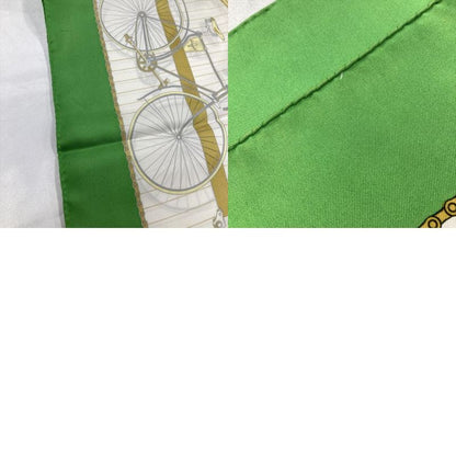 Hermes Carre 90 Bicycle LES Becanes Scarf Silk Green Ladies