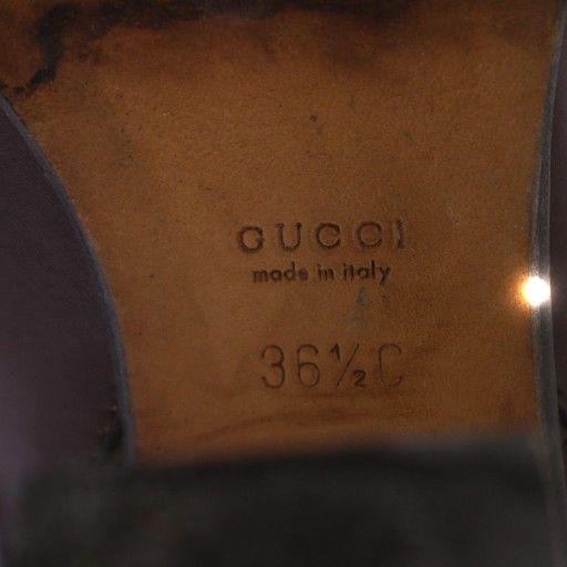 Gucci Long Boots Chunky Heel Guccissima Leather 36.5 Brown BM