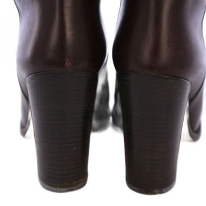 Gucci Long Boots Chunky Heel Guccissima Leather 36.5 Brown BM