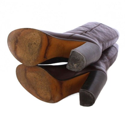 Gucci Long Boots Chunky Heel Guccissima Leather 36.5 Brown BM