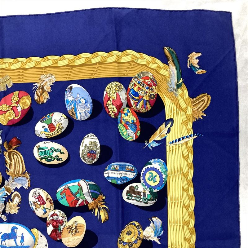 Hermes Carré 90 Couvee D'hermes Egg Scarf Silk Navy Women