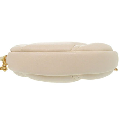 Bulgari Serpenti Cabochon Chain Shoulder Bag Micro Pouch Leather Ivory 0634