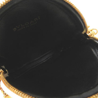 Bulgari Serpenti Cabochon Chain Shoulder Bag Micro Pouch Leather Ivory 0634