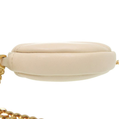 Bulgari Serpenti Cabochon Chain Shoulder Bag Micro Pouch Leather Ivory 0634