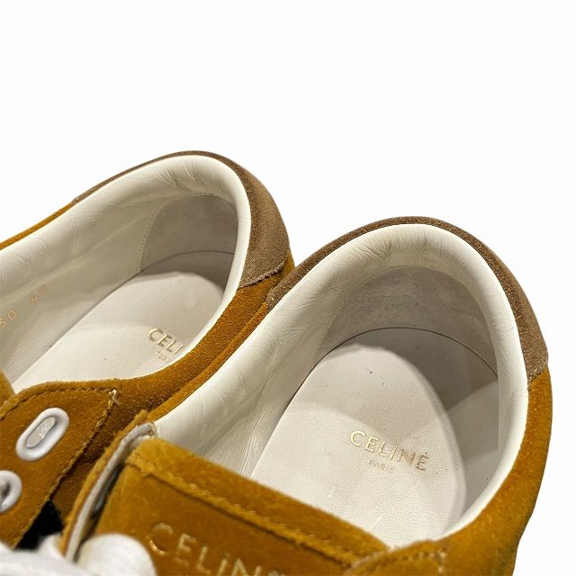 Celine Sneakers Lace-up Suede Low Cut 40 Yellow Black Fa0230 AA