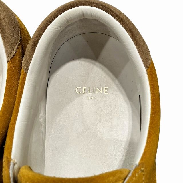 Celine Sneakers Lace-up Suede Low Cut 40 Yellow Black Fa0230 AA
