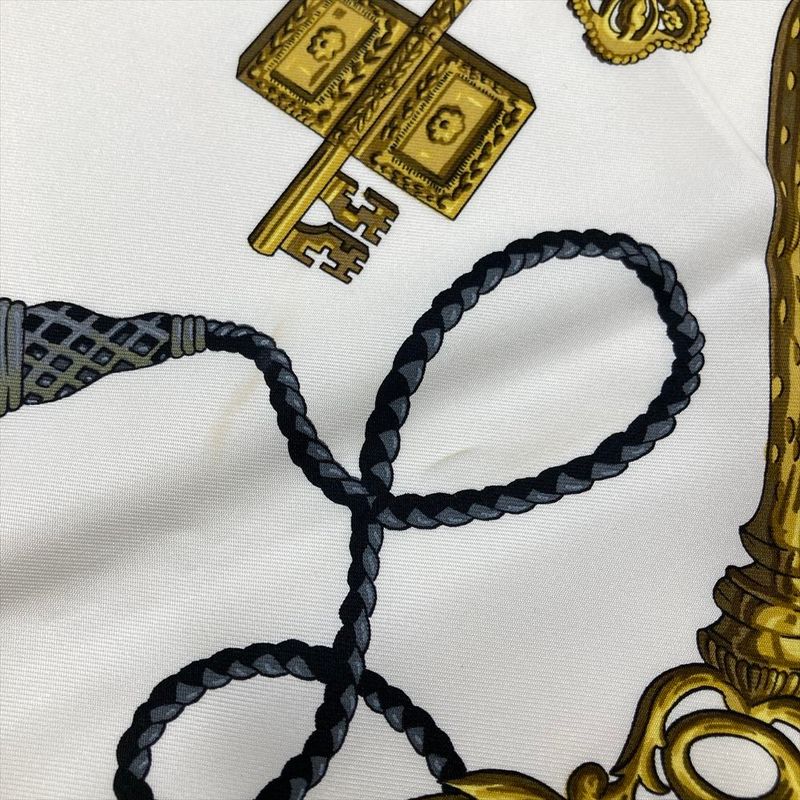 Hermes Carre 90 LES CLES Key Scarf Silk Black Women