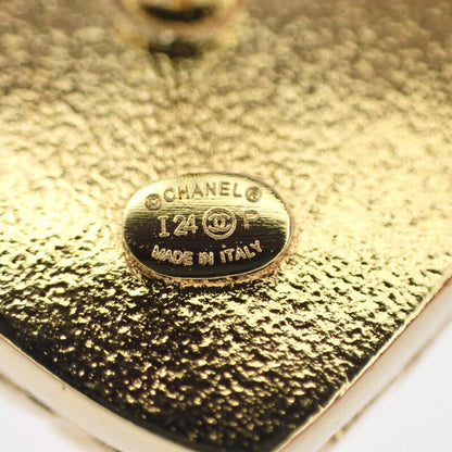 Chanel Coco Mark Heart Earrings I24P Engraved Abc742 Earrings Metal Navy Gold