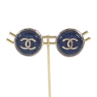 Chanel Denim Coco Mark Circle D24B Engraved Abe356b18079ntz10 Earrings Metal