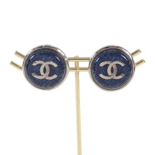 Chanel Denim Coco Mark Circle D24B Engraved Abe356b18079ntz10 Earrings Metal