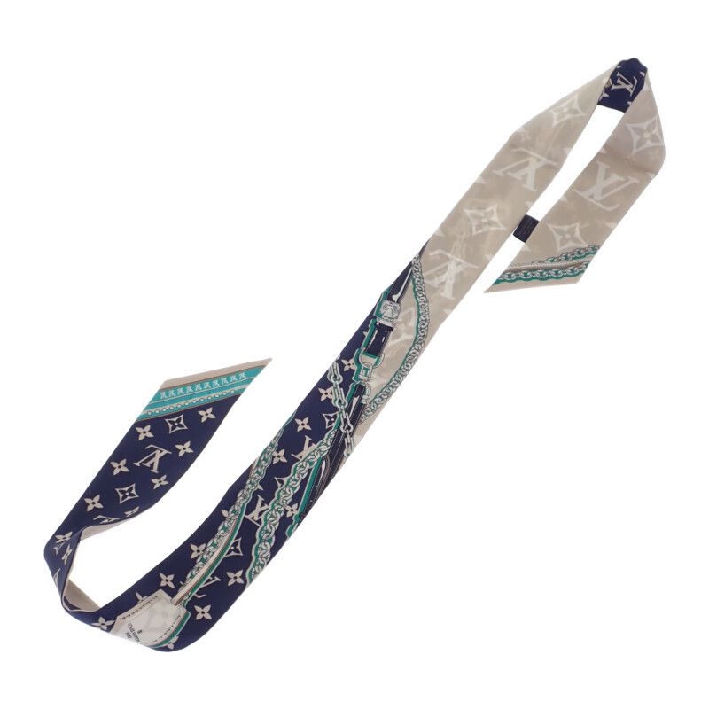 Louis Vuitton Bandeau BB Ultimate M77778 Scarf Silk Beige Blue Marlene Women