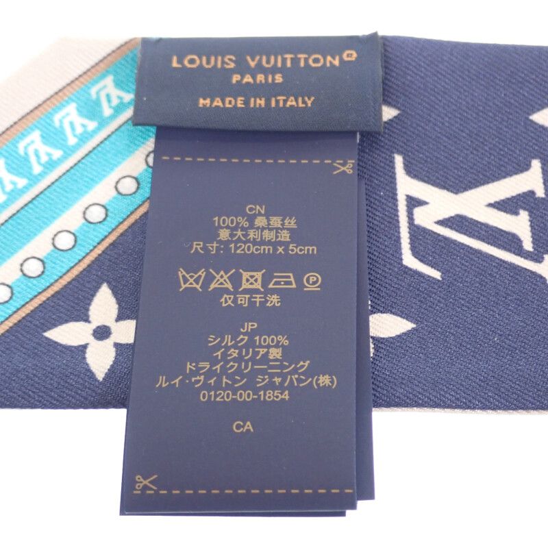 Louis Vuitton Bandeau BB Ultimate M77778 Scarf Silk Beige Blue Marlene Women