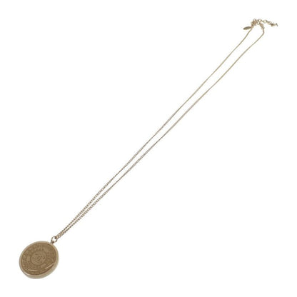 Chanel CC Coin Pendant Necklace Metal Gold Beige Ladies Circle Round Shape Gift