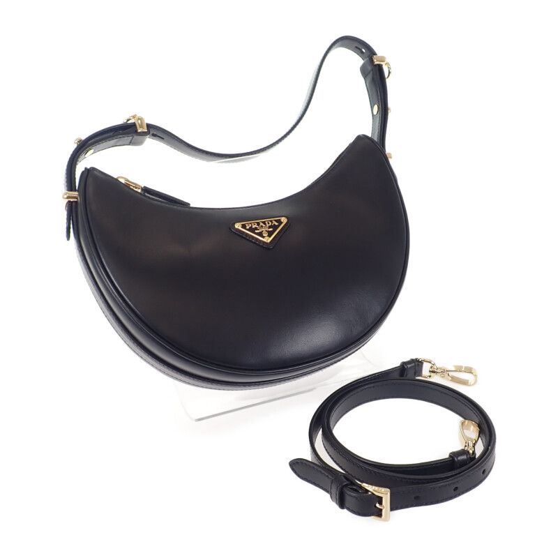 Prada Arches Small Leather 1bc194_ask_f0002_v_ooo Shoulder Bag Calf Black Gold