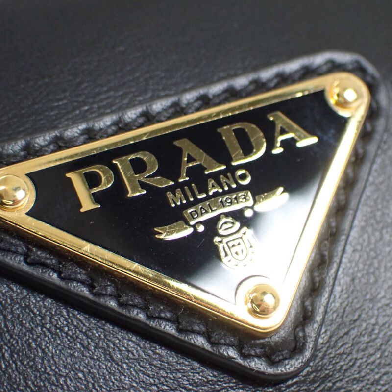 Prada Arches Small Leather 1bc194_ask_f0002_v_ooo Shoulder Bag Calf Black Gold