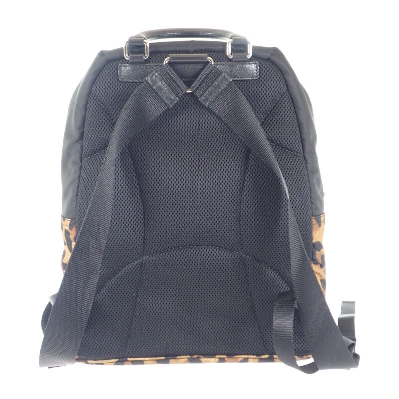 Prada Leopard Backpack 1bz001 Backpack/daypack Nylon Brown Black Women's
