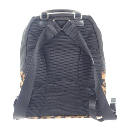 Prada Leopard Backpack 1bz001 Backpack/daypack Nylon Brown Black Women's