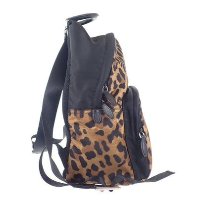 Prada Leopard Backpack 1bz001 Backpack/daypack Nylon Brown Black Women's