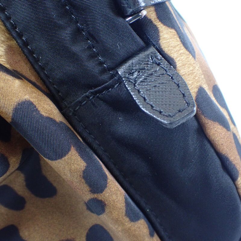 Prada Leopard Backpack 1bz001 Backpack/daypack Nylon Brown Black Women's