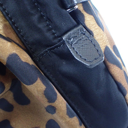 Prada Leopard Backpack 1bz001 Backpack/daypack Nylon Brown Black Women's