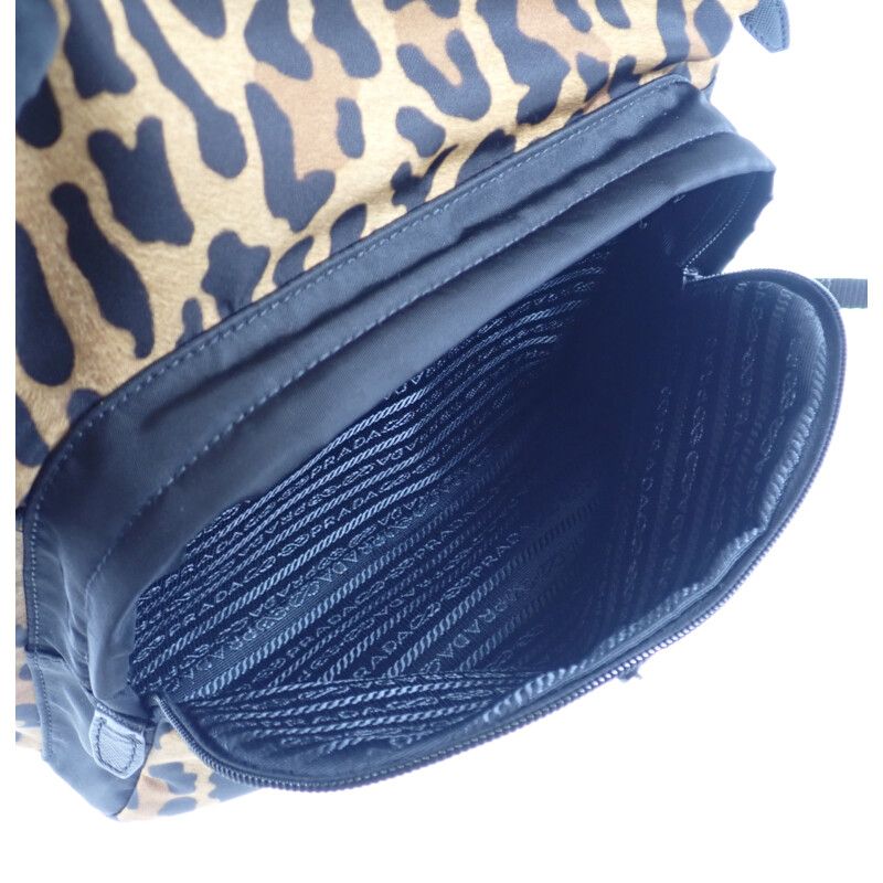 Prada Leopard Backpack 1bz001 Backpack/daypack Nylon Brown Black Women's