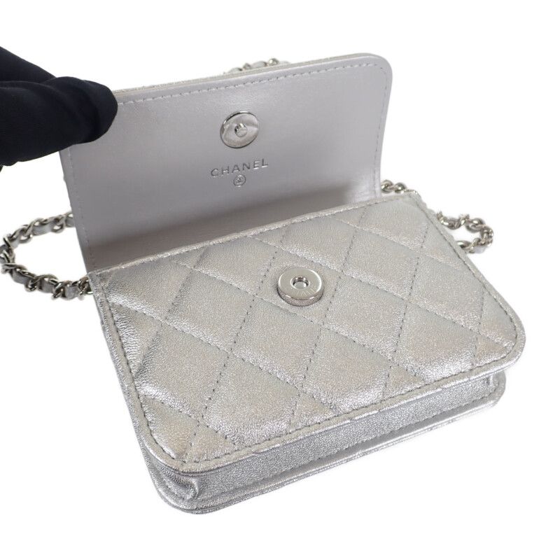 Chanel Star Chain Belt Bag Mini 2WAY Bag Shoulder Bag Lambskin Silver Hardware