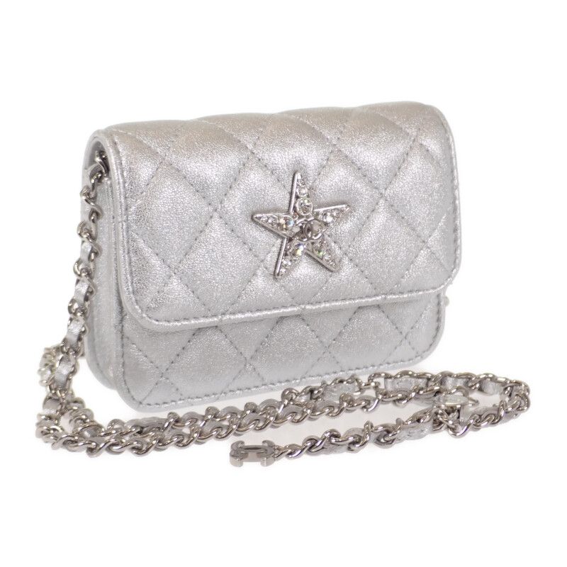 Chanel Star Chain Belt Bag Mini 2WAY Bag Shoulder Bag Lambskin Silver Hardware