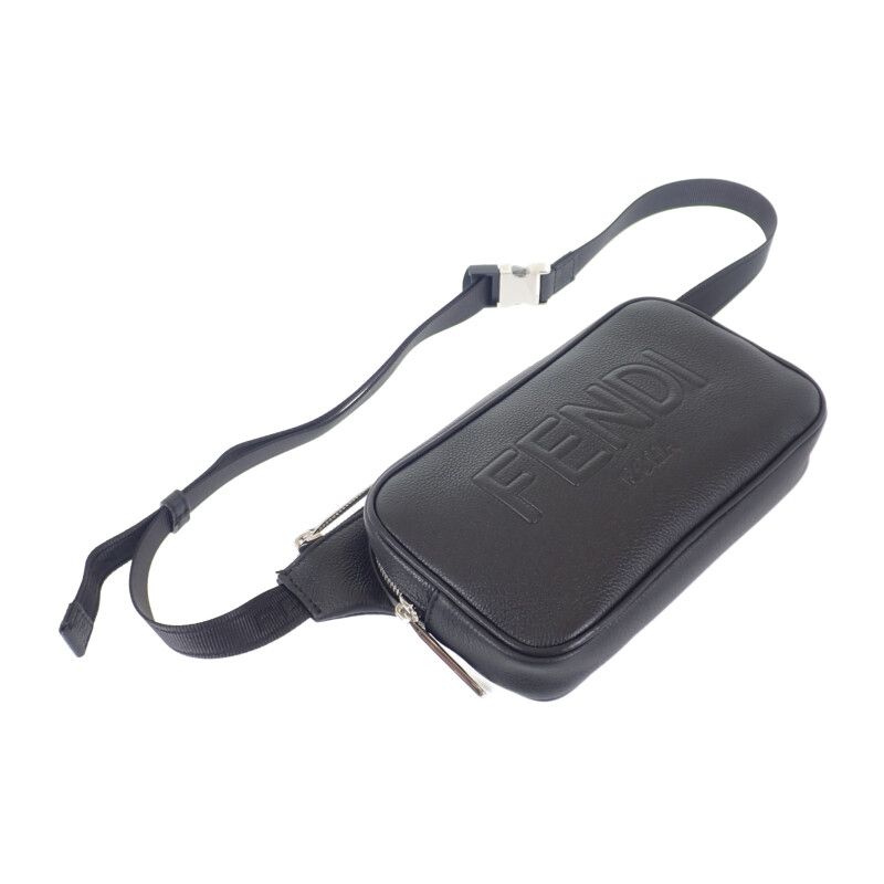 Fendi Leather Belt Bag 7va605-0amac Body Bag Leather Black Silver Hardware