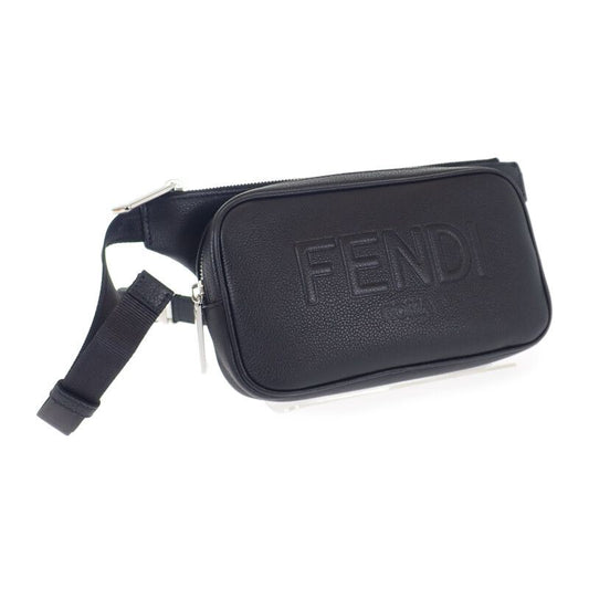 Fendi Leather Belt Bag 7va605-0amac Body Bag Leather Black Silver Hardware