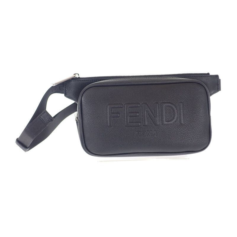Fendi Leather Belt Bag 7va605-0amac Body Bag Leather Black Silver Hardware